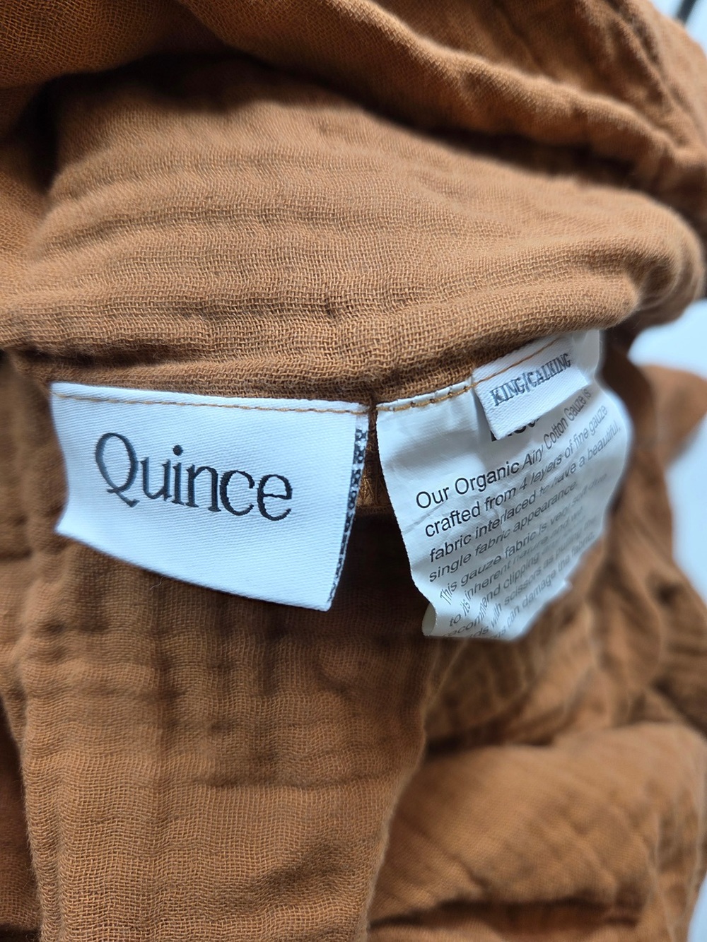 QUINCE Organic Airy Gauze Duvet Cover Set King/Cal King Terracotta 8001 - Picture 9 of 11